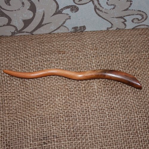 Yew heartwood 6 inch - wavy hairstick - handmade in the UK - supplied by Long Haired Jewels